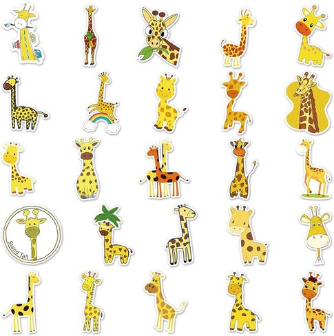 100 قطعة من ملصقات الزرافة الجميلة على شكل زرافة من الفينيل، ملصقات مقاومة للماء جمالية، ملصقات زرافة صفراء للاطفال والكبار للابتوب وزجاجة المياه والجوال ولوح التزلج والجيتار والامتعة والخوذة، ديكور in Kuwait