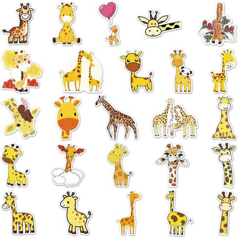 100 قطعة من ملصقات الزرافة الجميلة على شكل زرافة من الفينيل، ملصقات مقاومة للماء جمالية، ملصقات زرافة صفراء للاطفال والكبار للابتوب وزجاجة المياه والجوال ولوح التزلج والجيتار والامتعة والخوذة، ديكور in Kuwait