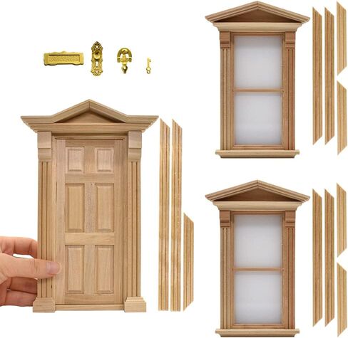 iLAND Dollhouse Accessories of Wooden Dollhouse Door on 1:12 Scale, 2pcs Miniature Doors of Sliding Barn Doors in Saudi Arabia