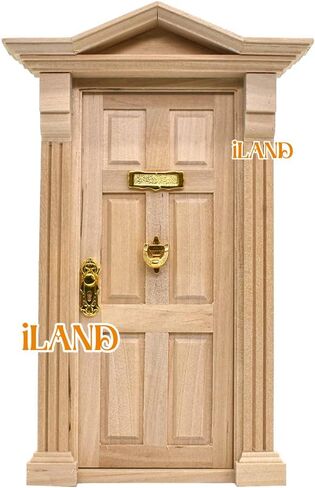 iLAND Dollhouse Accessories of Wooden Dollhouse Door on 1:12 Scale, 2pcs Miniature Doors of Sliding Barn Doors in Saudi Arabia