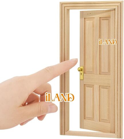 iLAND Dollhouse Accessories of Wooden Dollhouse Door on 1:12 Scale, 2pcs Miniature Doors of Sliding Barn Doors in Saudi Arabia