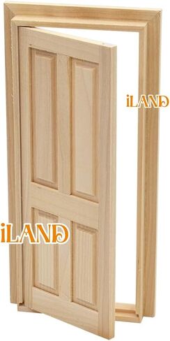 iLAND Dollhouse Accessories of Wooden Dollhouse Door on 1:12 Scale, 2pcs Miniature Doors of Sliding Barn Doors in Saudi Arabia
