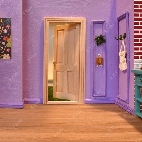 iLAND Dollhouse Accessories of Wooden Dollhouse Door on 1:12 Scale, 2pcs Miniature Doors of Sliding Barn Doors in Saudi Arabia