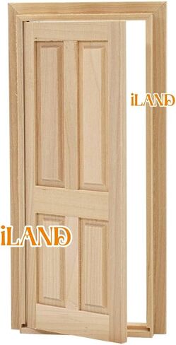 iLAND Dollhouse Accessories of Wooden Dollhouse Door on 1:12 Scale, 2pcs Miniature Doors of Sliding Barn Doors in Saudi Arabia