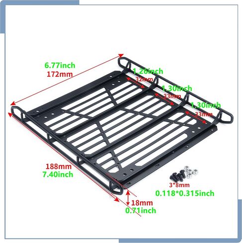 Zolikar RC Stainless Steel Roof Rack Luggage Rack with Lights Bar Set for SCX10 III Upgrades JLU AXI03007 Parts 1/10 RC Crawler Car in Saudi Arabia