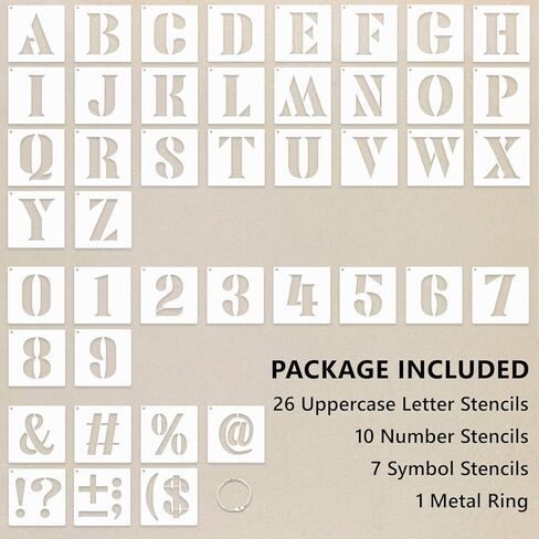 استنسل حروف صغيرة مقاس 5 سم، 43 قطعة استنسل حروف وأرقام، استنسل حروف أبجدية مجموعات قوالب رسم بلاستيكية قابلة لإعادة الاستخدام مع رمز للرسم على الخشب والجدار والقماش والسبورة واللافتات in Kuwait
