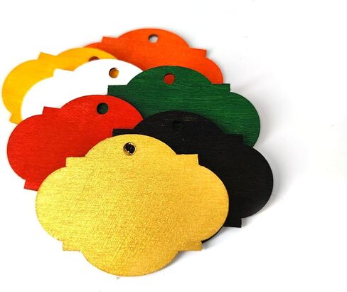 ماي بشاور بطاقات هدايا خشبية مع دلايات خشبية غير مكتملة مقطوعة بالليزر للكريسماس، عبوة من 60 قطعة (7) in Kuwait