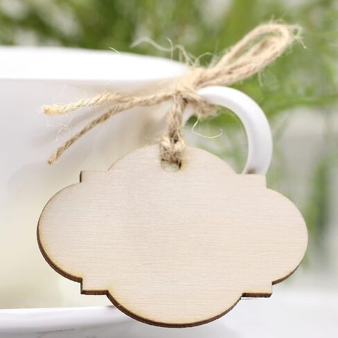 ماي بشاور بطاقات هدايا خشبية مع دلايات خشبية غير مكتملة مقطوعة بالليزر للكريسماس، عبوة من 60 قطعة (7) in Kuwait