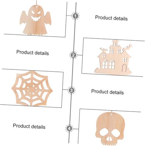 ADOCARN 60 قطعة ديكور الهالوين مصنوع يدويًا قطعة خشبية حرفية الفراغات الهالوين المعلقة أشكال الهالوين الخشبية المصنوعة يدويًا ديكور معلق على الحائط علامات خشبية باب متجر منزلي in Kuwait