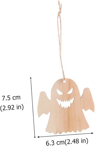 ADOCARN 60 قطعة ديكور الهالوين مصنوع يدويًا قطعة خشبية حرفية الفراغات الهالوين المعلقة أشكال الهالوين الخشبية المصنوعة يدويًا ديكور معلق على الحائط علامات خشبية باب متجر منزلي in Kuwait