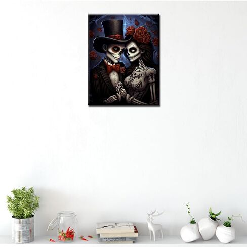 Tucocoo Day of The Dead Decor Paint by Numbers Skeleton Couple DIY Painting by Number on Canvas with Brushes and Acrylic Pigment Easy to Paint for Home Decor Christian Gift Without Frame 16 x 20inch in Kuwait