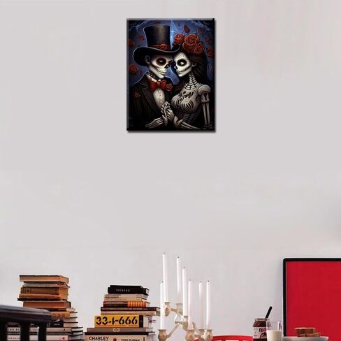 Tucocoo Day of The Dead Decor Paint by Numbers Skeleton Couple DIY Painting by Number on Canvas with Brushes and Acrylic Pigment Easy to Paint for Home Decor Christian Gift Without Frame 16 x 20inch in Kuwait
