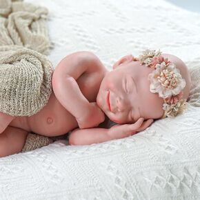 JIZHI Reborn Baby Dolls Platinum Silicone Full Body - 16-Inch Girl - Soft Body Realistic-Newborn Baby Dolls Girl That Look Real Sleeping Baby Doll with Gifts Box & Feeding Kit Gifts for Girls Boys in Kuwait
