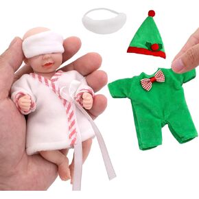 Reborn Baby Doll 6 Inch Silicone Boy Doll Mini Reborn Baby Palm Doll Realistic Full Silicon Body Stress Relief for Adults Hand Made(1 Doll+2 Sets Clothes)