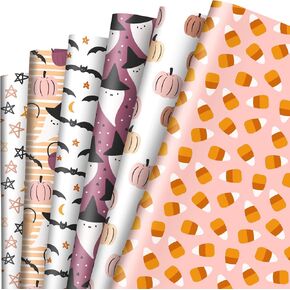AnyDesign 12 Sheet Boho Halloween Wrapping Paper 6 Design Ghost Pink Pumpkin Bat Gift Wrap Paper Bulk Folded Flat Art Paper for Halloween Birthday Party Baby Shower DIY Gift Wrapping, 19.7x27.6 Inch in Saudi Arabia