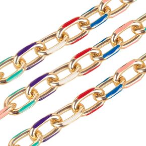 YOUBEIYEE 1 Yard Blue Enamel Paperclip Chains for Jewelry Making Gold Plated Aluminum Jewelry Making Chain Bulks with Jump Rings and Lobster Clasps in Kuwait