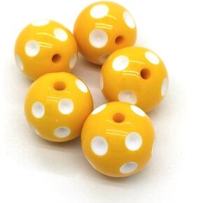 YIQIFLY 100pcs 20mm Opaque Chunky Bubblegum Ball Beads with Polka Dot Pattern Loose Gumball Spacer Beads Mixed for Rainbow Bracelet Necklace Jewelry Making DIY Craft Beads (Black)
