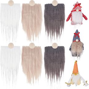 GORGECRAFT 18 Pieces Gnome Beard Unfinished Wooden Balls Braids Dwarf Beard Kit Faux Fur Beard Hair Handmade Gnome for DIY Sewing Craft Patches Dolls Gnome Nose Easter Christmas Party Supplies, Grey