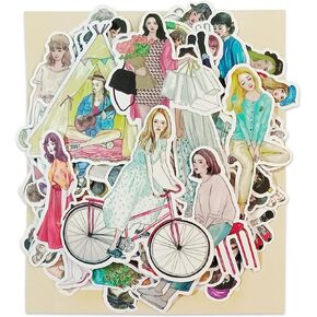 52 Pieces Kawaii Girl Planner Stickers Pack,Lovely Fashion People DIY Decorative Sticker for Journaling Scrapbooking Adult Water Bottle Travel Case Car Skateboard Motorcycle Bicycle Luggage Guitar Bike Decal in Kuwait