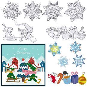 Christmas Metal Cutting Dies Snowflake Trees Die Cuts for Card Making, Large Christmas Tree Die Cut Embossing Stencil Template Tool for Winter Xmas DIY Scrapbooking Photo Album Card Craft Decoration