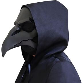 CAFELE Steampunk Plague Doctor Bird Mask with LED Light, Retro Long Nose Beak Cosplay Mask Halloween Masquerade Costume Props