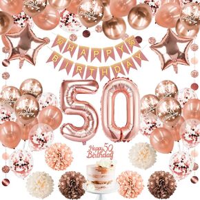 18th Birthday Decorations for Girls, Rose Gold Party Supplies Balloon Garland Arch Kit with Happy Birthday Banner Tassels Confetti Balloon Number 18 Birthday Wedding Anniversary for Her