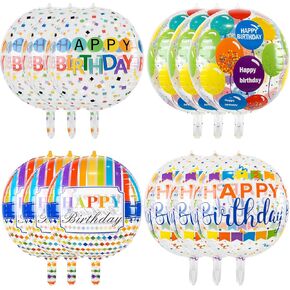 12 Pieces Large Happy Birthday Colorful 4D Balloons with 22 Inch Round Shaped Mylar Balloon for Birthday Party Baby Shower Rainbow Multicolor Clear Balloons Decor Supplies in Kuwait