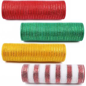 4 لفات عيد الميلاد بولي الخيش شبكة الشريط 10 بوصة 40 ياردة عيد الميلاد شبكة البوليستر الشريط شبكة معدنية احباط شبكة أبيض أحمر أخضر شبكة رولز DIY بها بنفسك اكاليل عيد الميلاد ديكور التغليف (Style2) in Kuwait