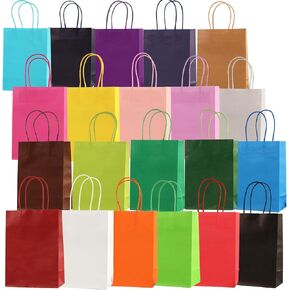 42 قطعة من أكياس الهدايا الورقية من COLOGO، أكياس ورق كرافت بمقابض لأعياد ميلاد الأطفال، والحرف اليدوية، وحفلات الزفاف، ومستلزمات الحفلات، مقاس 8.26 بوصة × 6 بوصة × 3.15 بوصة مع 21 لونًا in Kuwait