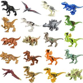 Toysvill Compatible Dinosaurs Mini Figures for Jurassic World Building Blocks Toys (Set of 20 Pieces) with Moving Parts. T Rex, Dragon Sword, Pterodactyl, Tyrannical Dragon, Stygimoloch et al.