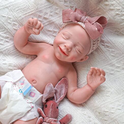 JIZHI Reborn Baby Dolls جسم كامل من السيليكون البلاتيني - فتاة مقاس 40.64 سم - جسم ناعم واقعي - دمى أطفال حديثي الولادة فتاة تبدو حقيقية دمية طفل نائمة مع صندوق هدايا ومجموعة تغذية هدايا للفتيات والأولاد in Kuwait