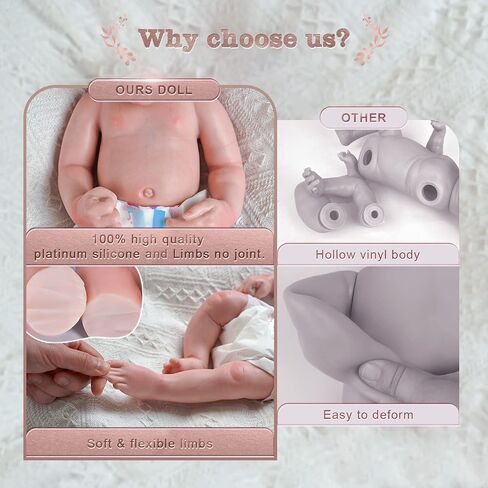 JIZHI Reborn Baby Dolls جسم كامل من السيليكون البلاتيني - فتاة مقاس 40.64 سم - جسم ناعم واقعي - دمى أطفال حديثي الولادة فتاة تبدو حقيقية دمية طفل نائمة مع صندوق هدايا ومجموعة تغذية هدايا للفتيات والأولاد in Kuwait