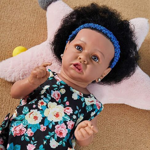 UCanaan Lifelike Reborn Baby Dolls with Soft Body 22 Inch Black African American Realistic Girl Handmade Weighted Baby Dolls Best Toddler Gift Set for Ages 3+ Best Gitfs for Girls Christmas Birthday in Kuwait