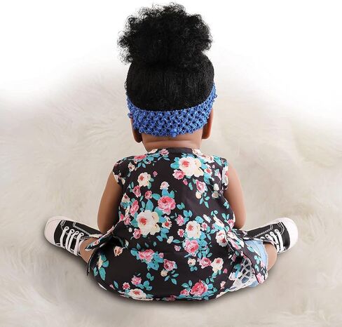 UCanaan Lifelike Reborn Baby Dolls with Soft Body 22 Inch Black African American Realistic Girl Handmade Weighted Baby Dolls Best Toddler Gift Set for Ages 3+ Best Gitfs for Girls Christmas Birthday in Kuwait