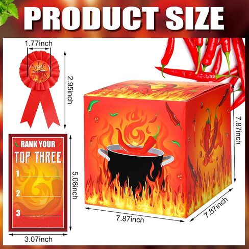 Tenceur Chili Cook off Contest Ballot Box with 50 Pcs Voting Cards and 3 Pcs Trophy Award Ribbons for Chili Cook off Game Award Prizes Party Supplies Decorations Cook Chef, Assembly Needed in Saudi Arabia