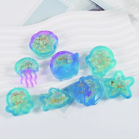 Mulukaya 2 قطعة حيوانات المحيط بالأشعة فوق البنفسجية إيبوكسي الرمال المتحركة الراتنج قوالب الصب قنديل البحر صدف نجم البحر الحيتان الأخطبوط الدلافين قوالب السيليكون المجوفة لسلسلة المفاتيح اليدوية اليدوية مشروع القلادة in Kuwait