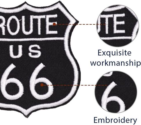 Route US 66 Patch Wikineon Iron on Patches Patches for Jackets Patches for Clothes Mini Patches Embroidered Sew on Patches Iron on Patch Sew on Patch Cool Patches Unique Patches in Kuwait