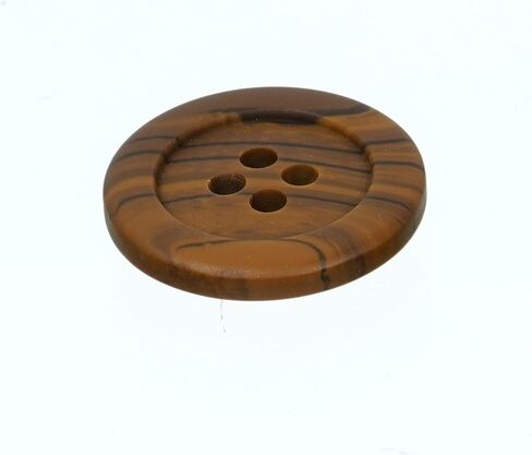 Mibo 12pcs Round Faux Wood Buttons with Wide Flat Rim - 24L (15mm) - 4 Hole - Dark Wood in Kuwait