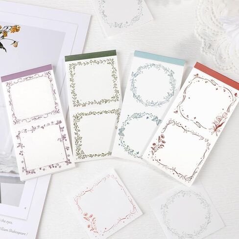 PUIKSXER Decorative Paper Pad, 200 Pieces Vintage Scrapbook Label Paper Aesthetic Stationery Scrapbook Paper Supplies for Decoupage Junk Journal Planner Collage DIY Craft - 4 Styles in Kuwait