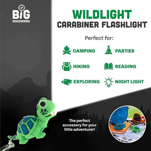 اكتشافات كبيرة مصباح يدوي WildLight Animal Carabiner - أضواء فلاش سلسلة مفاتيح صغيرة ممتعة للأطفال والممرضات والتخييم in Saudi Arabia