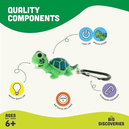 اكتشافات كبيرة مصباح يدوي WildLight Animal Carabiner - أضواء فلاش سلسلة مفاتيح صغيرة ممتعة للأطفال والممرضات والتخييم in Saudi Arabia