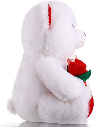 Plush Stuffed Animals 10 Inch Cute Soft Plush Toy Plush Animals Holding Red Heart for Mother's Day Valentine's Day, Wedding, Anniversary, Birthday Present (White Bear) in Saudi Arabia