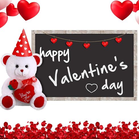 Plush Stuffed Animals 10 Inch Cute Soft Plush Toy Plush Animals Holding Red Heart for Mother's Day Valentine's Day, Wedding, Anniversary, Birthday Present (White Bear) in Saudi Arabia