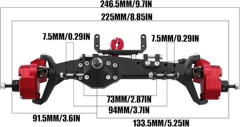 HYBDX RC 1/10 RC الزاحف جميع المعادن الأمامية والخلفية لمحور البوابة لكابرا المحورية 1.9 UTB Buggy F9 CNC آلي 7075 ألومنيوم متكامل (فضي) in Kuwait