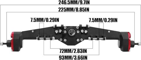 HYBDX RC 1/10 RC الزاحف جميع المعادن الأمامية والخلفية لمحور البوابة لكابرا المحورية 1.9 UTB Buggy F9 CNC آلي 7075 ألومنيوم متكامل (فضي) in Kuwait