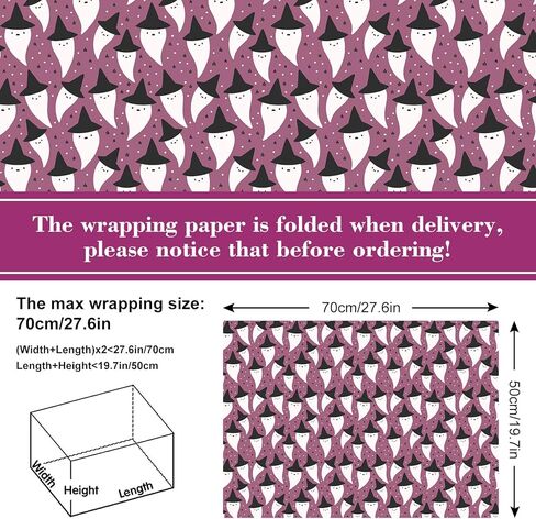 AnyDesign 12 Sheet Boho Halloween Wrapping Paper 6 Design Ghost Pink Pumpkin Bat Gift Wrap Paper Bulk Folded Flat Art Paper for Halloween Birthday Party Baby Shower DIY Gift Wrapping, 19.7x27.6 Inch in Saudi Arabia