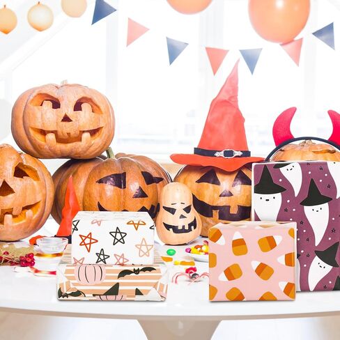 AnyDesign 12 Sheet Boho Halloween Wrapping Paper 6 Design Ghost Pink Pumpkin Bat Gift Wrap Paper Bulk Folded Flat Art Paper for Halloween Birthday Party Baby Shower DIY Gift Wrapping, 19.7x27.6 Inch in Saudi Arabia