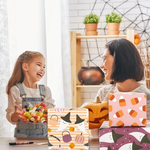 AnyDesign 12 Sheet Boho Halloween Wrapping Paper 6 Design Ghost Pink Pumpkin Bat Gift Wrap Paper Bulk Folded Flat Art Paper for Halloween Birthday Party Baby Shower DIY Gift Wrapping, 19.7x27.6 Inch in Saudi Arabia