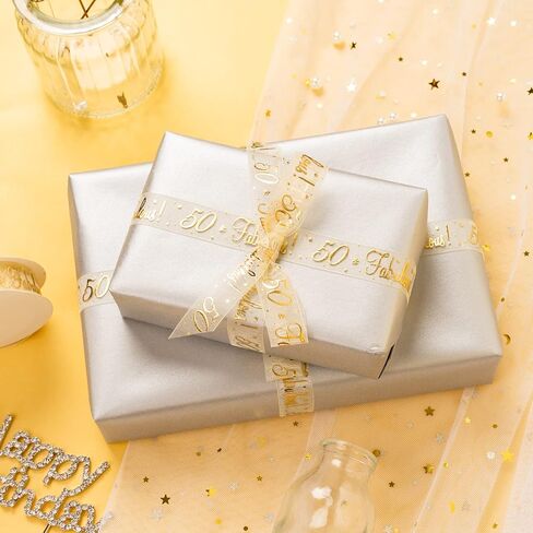 شريط هدايا ذهبي شفاف من Holijolly - شريط من خيوط الثلج مع حروف "16 Sweet" وتصميم قلب لحفلات الزفاف وأعياد الميلاد وحفلات الذكرى السنوية - 3/4 بوصة × 10 ياردات in Kuwait