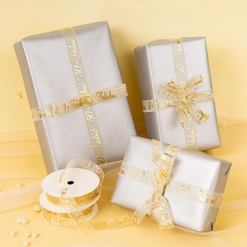 شريط هدايا ذهبي شفاف من Holijolly - شريط من خيوط الثلج مع حروف "16 Sweet" وتصميم قلب لحفلات الزفاف وأعياد الميلاد وحفلات الذكرى السنوية - 3/4 بوصة × 10 ياردات in Kuwait